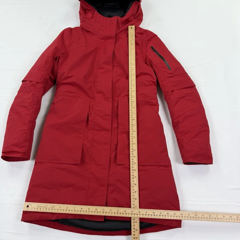 Lululemon Red Goose Down Long Hooded Winter Parka Coat Women's Size 6